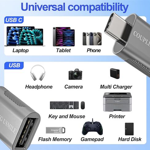 محول USB C إلى USB [4 حزم]، كابل OTG | Thunderbolt3 إلى USB|10 جيجابت في الثانية عالي السرعة | USB-IF معتمد | متوافق مع أجهزة MacBook Pro/Air وiPhone 15 وأجهزة الكمبيوتر المحمولة والأجهزة اللوحية in Kuwait