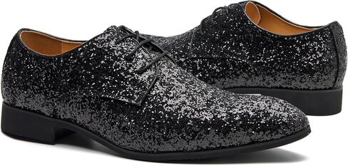 Men's Glitter Oxford Dress Shoes Loafer Burgundy, Lace-up Design,Sparkly Glitter Encrusted for Wedding Prom Black Golden Silver Wine red in Saudi Arabia