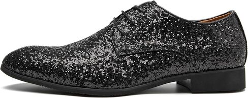 Men's Glitter Oxford Dress Shoes Loafer Burgundy, Lace-up Design,Sparkly Glitter Encrusted for Wedding Prom Black Golden Silver Wine red in Saudi Arabia