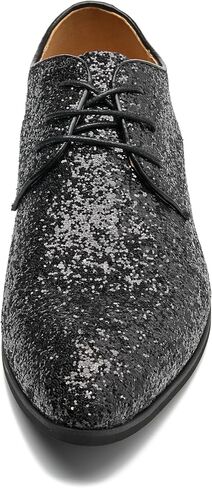 Men's Glitter Oxford Dress Shoes Loafer Burgundy, Lace-up Design,Sparkly Glitter Encrusted for Wedding Prom Black Golden Silver Wine red in Saudi Arabia