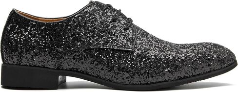 Men's Glitter Oxford Dress Shoes Loafer Burgundy, Lace-up Design,Sparkly Glitter Encrusted for Wedding Prom Black Golden Silver Wine red in Saudi Arabia