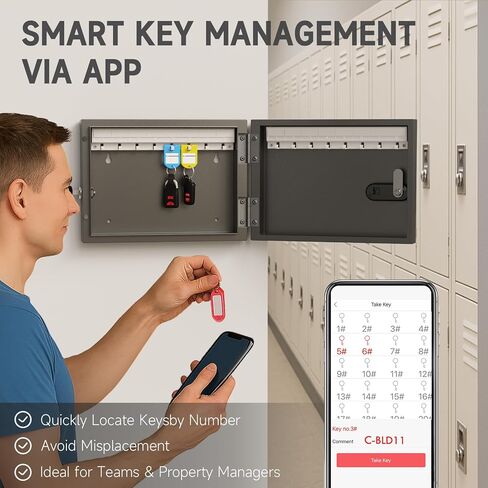 WeHere Key Lock Box Wall Mount, 16 Key Cabinet with Combination Lock & Key Tags, Digital Code Key Organizer Security Storage Lockbox, Key Management for Garage,Office,Holtel,Home in Kuwait