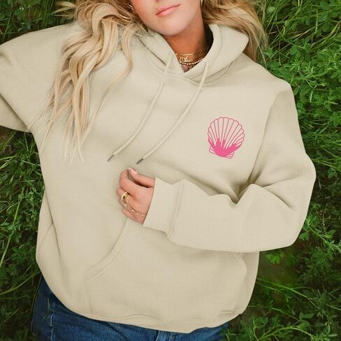 Womens Cute Pink Flower Hoodie Aesthetic Preppy Hawaiian Hibiscus Sweatshirt Casual Puff Graphic Hoodies Pullover Tops in Saudi Arabia