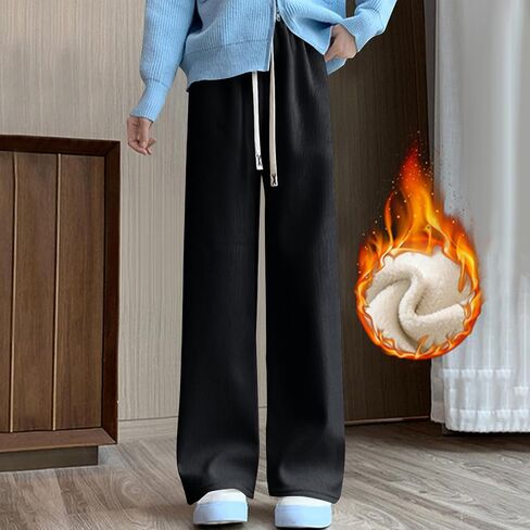 Womens Fall Cotton Sweatpants Wide Leg High Elastic Waisted Baggy Drawstring Pants Athletic Solid Color Lounge Trousers in Saudi Arabia