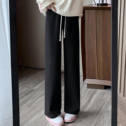 Womens Fall Cotton Sweatpants Wide Leg High Elastic Waisted Baggy Drawstring Pants Athletic Solid Color Lounge Trousers in Saudi Arabia