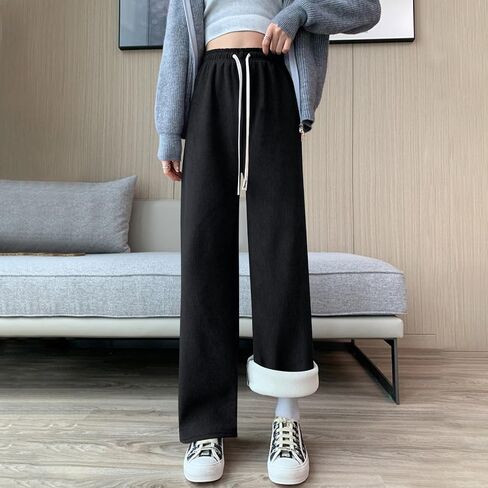 Womens Fall Cotton Sweatpants Wide Leg High Elastic Waisted Baggy Drawstring Pants Athletic Solid Color Lounge Trousers in Saudi Arabia