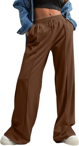 Baggy Sweatpants for Women Elastic Waisted Wide Leg Sweat Pants 2025 Fall Fashion Outfits Casual Loose Joggers in Saudi Arabia