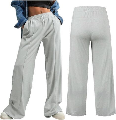 Baggy Sweatpants for Women Elastic Waisted Wide Leg Sweat Pants 2025 Fall Fashion Outfits Casual Loose Joggers in Saudi Arabia