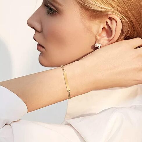 Gamtic Customize ID Bracelets Gift for Couples - His & Her Matching Bracelet, Men Women Promise Cuban Chain Bracelet in Kuwait