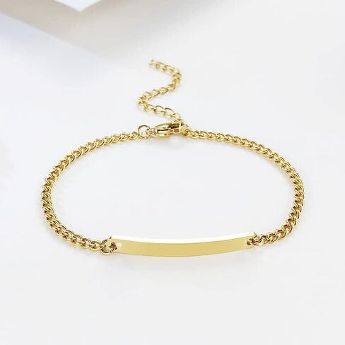 Gamtic Customize ID Bracelets Gift for Couples - His & Her Matching Bracelet, Men Women Promise Cuban Chain Bracelet in Kuwait