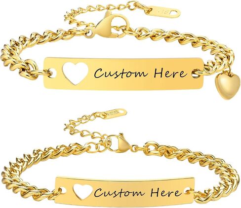 Gamtic Customize ID Bracelets Gift for Couples - His & Her Matching Bracelet, Men Women Promise Cuban Chain Bracelet in Kuwait