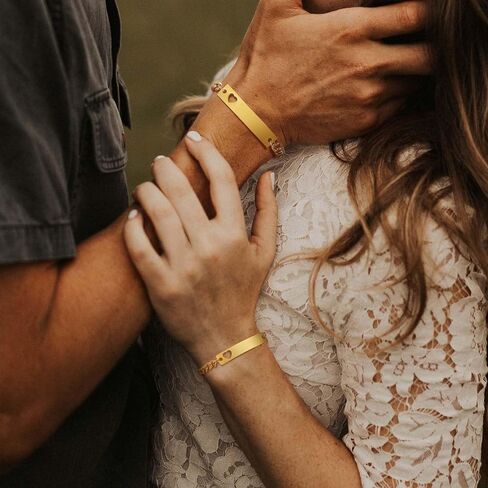 Gamtic Customize ID Bracelets Gift for Couples - His & Her Matching Bracelet, Men Women Promise Cuban Chain Bracelet in Kuwait