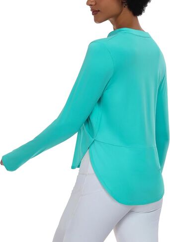 Women Workout Tops Long Sleeve Athletic Yoga Shirts with Thumb Holes Quick Dry Gym Tops Loose Fit in Saudi Arabia