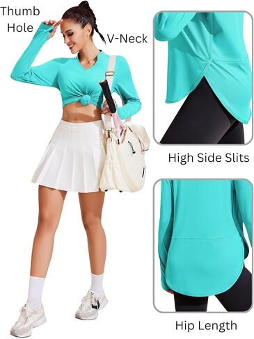 Women Workout Tops Long Sleeve Athletic Yoga Shirts with Thumb Holes Quick Dry Gym Tops Loose Fit in Saudi Arabia
