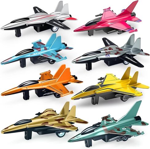 15 Pack Toy Airplane, Mini Diecast Airplane Toys for Boys Girls 3 4-8 9 Years, Pull Back Alloy Model Planes Aeroplane Toys for Kids Birthday Cake Toppers Party Favors, 6 Colors in Saudi Arabia