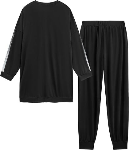 Womens Muslim Tracksuit Set Crew Neck Sweatsuits Simple Training Dubai Style Sweatpants in Kuwait