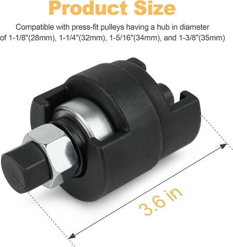 Alternator Power Steering Pump Pulley Puller Remover Installer Tool Fits 1-1/8", 1-1/4", 1-5/16", 1-3/8" Press-Fit Hubs Compatible with Ford Chevy Trucks in Saudi Arabia