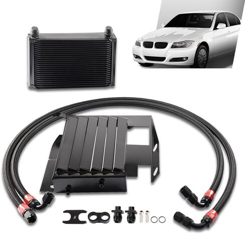 G-PLUS 25 Row Engine Oil Cooler Bolt on Upgrade Kit Fit For BMW 3 Series 335I E90 E92 E93 N54 2007-2011 Aluminum Engine Transmission Oil Cooler Kit Black in Saudi Arabia