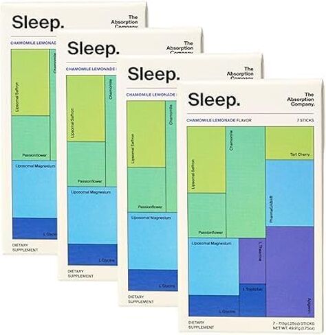 Sleep Aid Powder - Calming Drink for Deep Sleep with Liposomal Saffron, Magnesium & PharmaGABA Melatonin-Free Natural Supplement to Reduce Stress and Improve Sleep Quality Chamomile Lemonade 7 Sticks in Saudi Arabia
