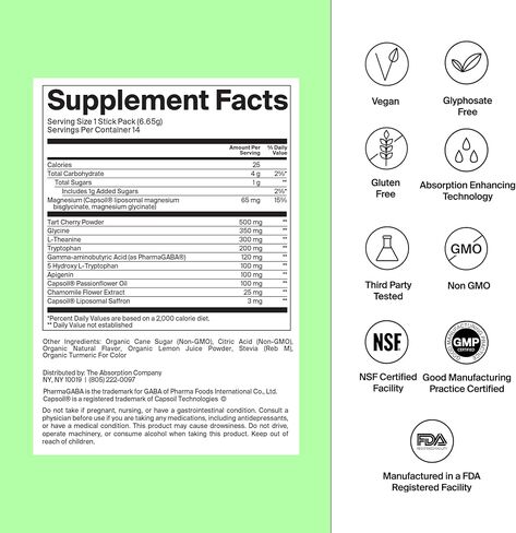 Sleep Aid Powder - Calming Drink for Deep Sleep with Liposomal Saffron, Magnesium & PharmaGABA Melatonin-Free Natural Supplement to Reduce Stress and Improve Sleep Quality Chamomile Lemonade 7 Sticks in Saudi Arabia