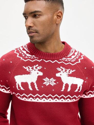 HOTake Men's Pullover Crewneck Sweater, Fair Isle and Christmas Pattern Available in Saudi Arabia