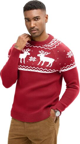 HOTake Men's Pullover Crewneck Sweater, Fair Isle and Christmas Pattern Available in Saudi Arabia