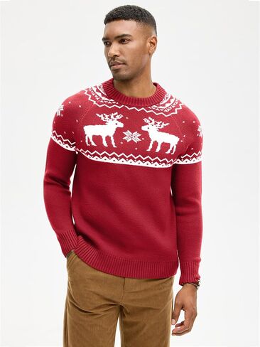 HOTake Men's Pullover Crewneck Sweater, Fair Isle and Christmas Pattern Available in Saudi Arabia