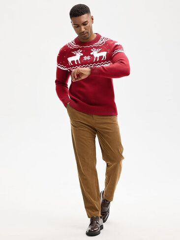 HOTake Men's Pullover Crewneck Sweater, Fair Isle and Christmas Pattern Available in Saudi Arabia