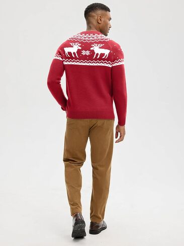 HOTake Men's Pullover Crewneck Sweater, Fair Isle and Christmas Pattern Available in Saudi Arabia