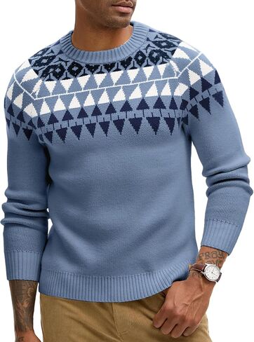 HOTake Men's Pullover Crewneck Sweater, Fair Isle and Christmas Pattern Available in Saudi Arabia
