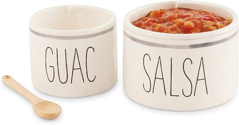 Mud Pie Salsa & Guac Bowl Set, white, salsa 3"" x 4 1/2"" dia | guac 2 3/4"" x 3 1/2"" dia | spoon 5""" in Saudi Arabia