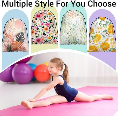 Palm Leaves Gymnastics Grip Bags Pink Lightweight Athlete String Bag for Women Outdoor Grips in Saudi Arabia