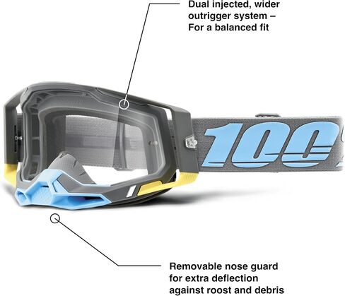 نظارات 100% Racecraft 2 للدراجات الجبلية والموتوكروس - نظارات واقية لسباقات MX وMTB (ترينيداد - عدسات شفافة) in Saudi Arabia