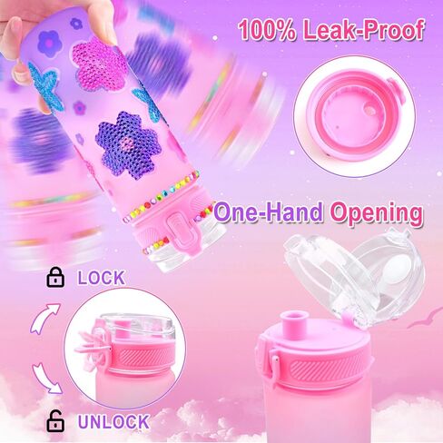 ASIOWELY Decorate Your Own Water Bottle Kits for Girls Age 4-12, Flower Painting Art and Crafts Gift for Girls Age 4-6-8-10, Fun Arts and Crafts Gifts Toys for School Christmas in Kuwait