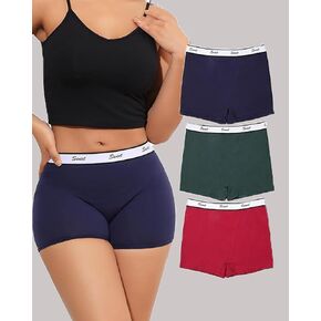 3-Pack Women's Mid-Thigh Boxer Brief Pack, Stretch Cotton Underwear Comfortable Panties Boyshorts in Kuwait