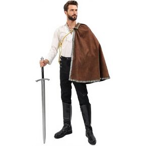 شال عصر النهضة نصف الكتف للرجال من القرون الوسطى كافالير عباءة رين فير زي الهالوين زي لارب in Kuwait