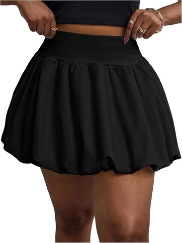SweatyRocks Women's Plus Size Ruffle A Line High Waisted Mini Bubble Skirt Summer Skirts in Kuwait