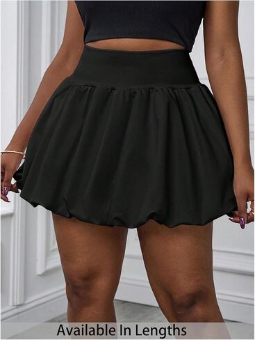 SweatyRocks Women's Plus Size Ruffle A Line High Waisted Mini Bubble Skirt Summer Skirts in Kuwait