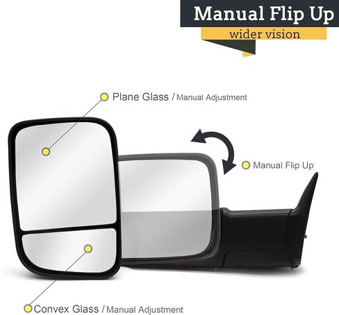 مرايا سحب TOEMIRR مناسبة لـ 1998 1999 2000 2001 دودج رام 1500 1998 1999 2000 2001 2002 دودج رام 2500 3500 قوة ساخنة بدوره إشارة ضوء السهم أضواء على الزجاج دليل التقليب الأسود مرايا السحب in Kuwait