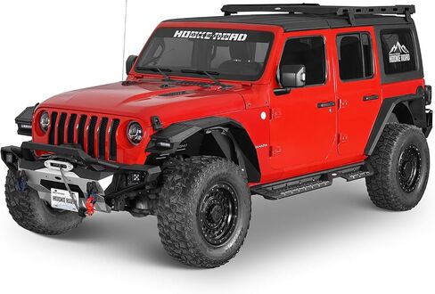 مشاعل حاجز ألومنيوم Hooke Road JL مع أضواء لـ 2018-2025 Jeep Wrangler JL & Unlimited 2/4 أبواب، مجموعة مصدات أمامية وخلفية 4 قطع in Kuwait