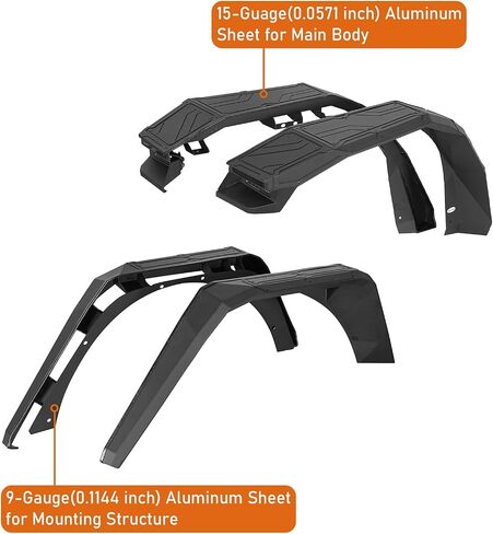 مشاعل حاجز ألومنيوم Hooke Road JL مع أضواء لـ 2018-2025 Jeep Wrangler JL & Unlimited 2/4 أبواب، مجموعة مصدات أمامية وخلفية 4 قطع in Kuwait