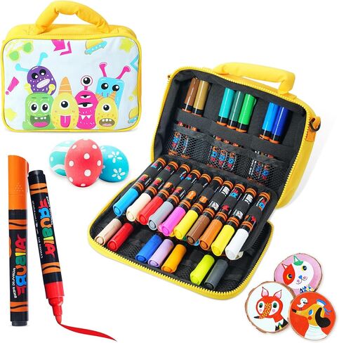 YPLUS Super Capacity Acrylic Paint Pens Markers, 8 Colors Big Acrylic Painting Pens Set, DIY Art Craft for Glass, Rock, Wood, Egg, Stone, Metal, Art Supplies Stocking Stuffers for Kids Toddler in Kuwait
