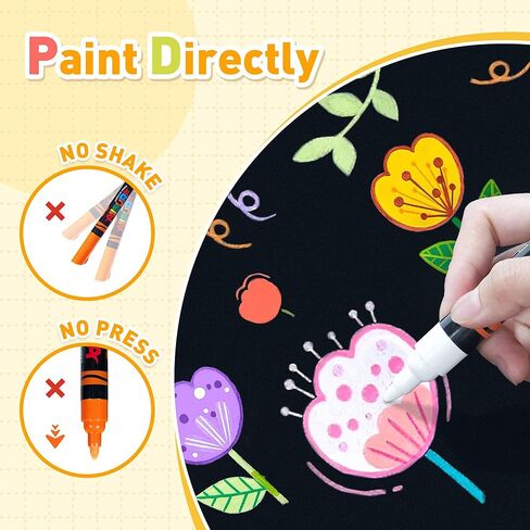 YPLUS Super Capacity Acrylic Paint Pens Markers, 8 Colors Big Acrylic Painting Pens Set, DIY Art Craft for Glass, Rock, Wood, Egg, Stone, Metal, Art Supplies Stocking Stuffers for Kids Toddler in Kuwait