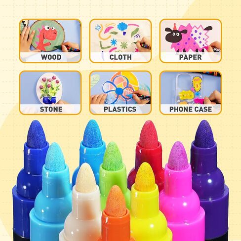 YPLUS Super Capacity Acrylic Paint Pens Markers, 8 Colors Big Acrylic Painting Pens Set, DIY Art Craft for Glass, Rock, Wood, Egg, Stone, Metal, Art Supplies Stocking Stuffers for Kids Toddler in Kuwait