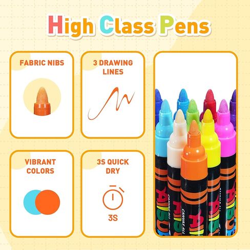 YPLUS Super Capacity Acrylic Paint Pens Markers, 8 Colors Big Acrylic Painting Pens Set, DIY Art Craft for Glass, Rock, Wood, Egg, Stone, Metal, Art Supplies Stocking Stuffers for Kids Toddler in Kuwait