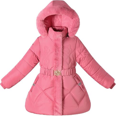 Girls Winter Coats Kids Puffer Jackets Fleece Lined Warm Snow Clothes With Hood in Kuwait
