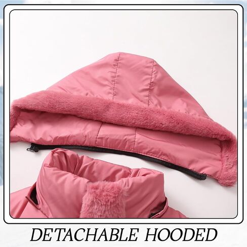 Girls Winter Coats Kids Puffer Jackets Fleece Lined Warm Snow Clothes With Hood in Kuwait