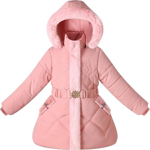 Girls Winter Coats Kids Puffer Jackets Fleece Lined Warm Snow Clothes With Hood in Kuwait