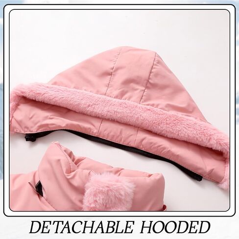 Girls Winter Coats Kids Puffer Jackets Fleece Lined Warm Snow Clothes With Hood in Kuwait