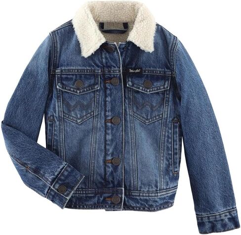Wrangler Girl's Sherpa Lined Denim Trucker Jacket in Saudi Arabia